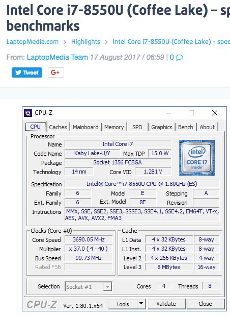 i7 8550u benchmark.